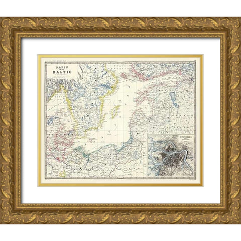 Baltic, 1861 Gold Ornate Wood Framed Art Print with Double Matting by Johnston, Alexander Keith