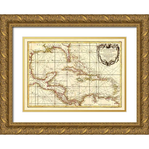 Golfe du Mexique, 1762 Gold Ornate Wood Framed Art Print with Double Matting by Zannoni, Giovanni Antonio Bartolomeo Rizzi