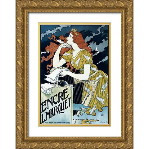 Encre L. Marquet Gold Ornate Wood Framed Art Print with Double Matting by Grasset, Eugene