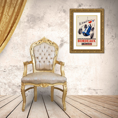 Grand Prix/Bordeaux Gold Ornate Wood Framed Art Print with Double Matting by Roy