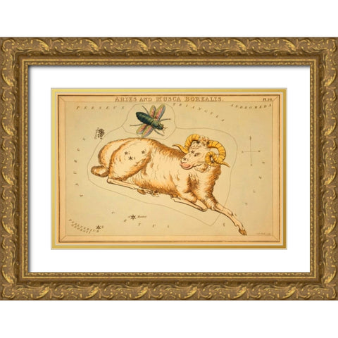 Aries and Musca Borealis, 1825 Gold Ornate Wood Framed Art Print with Double Matting by Aspin, Jehoshaphat