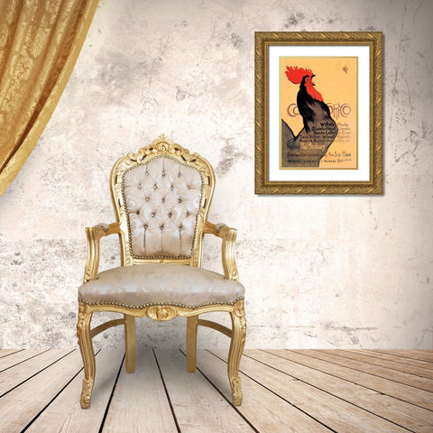 Cocorico, 1899 Gold Ornate Wood Framed Art Print with Double Matting by Steinlen, Theophile