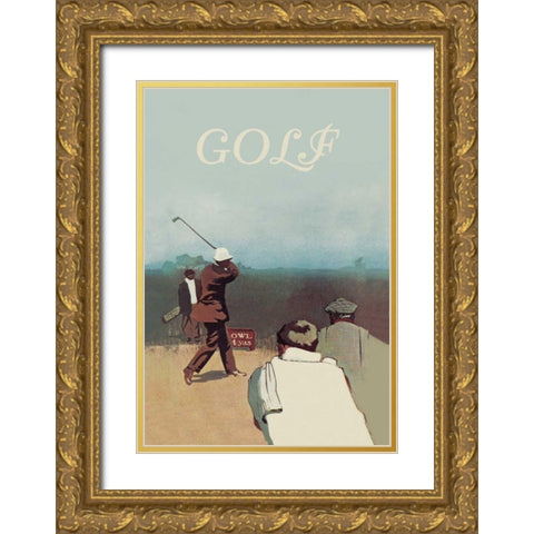 Long Drive, 1911 Gold Ornate Wood Framed Art Print with Double Matting by Unknown