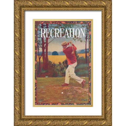 Recreation Gold Ornate Wood Framed Art Print with Double Matting by Unknown