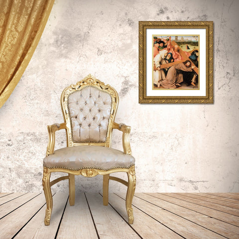 Museumist Carrying The Cross Gold Ornate Wood Framed Art Print with Double Matting by Bosch, Hieronymus