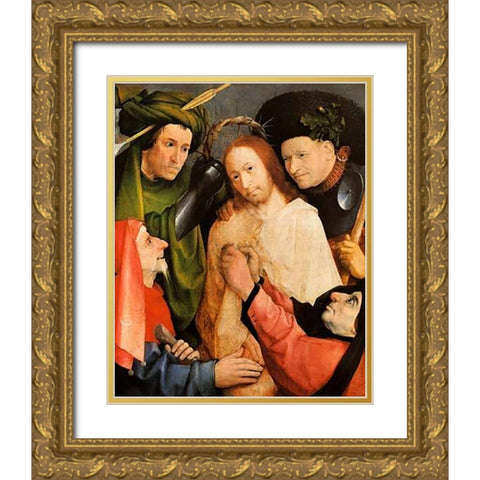 Museumist Crowned With Thorns Gold Ornate Wood Framed Art Print with Double Matting by Bosch, Hieronymus
