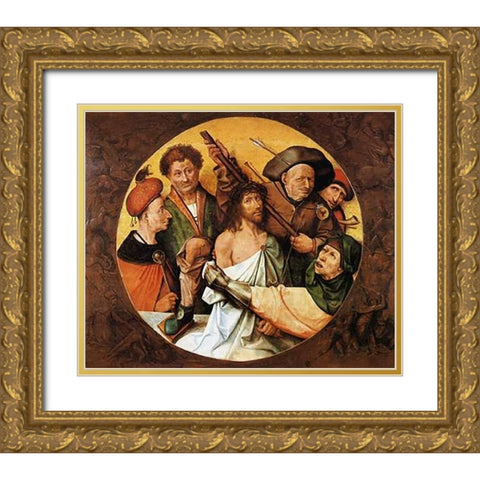Museumist Crowned With Thorns II Gold Ornate Wood Framed Art Print with Double Matting by Bosch, Hieronymus