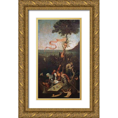 The Ship Of Fools Gold Ornate Wood Framed Art Print with Double Matting by Bosch, Hieronymus