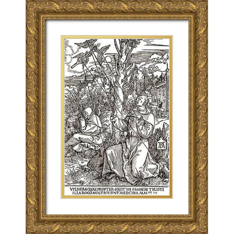St Francis Gold Ornate Wood Framed Art Print with Double Matting by Durer, Albrecht