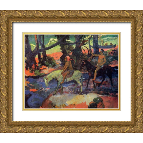 The Ford Gold Ornate Wood Framed Art Print with Double Matting by Gauguin, Paul