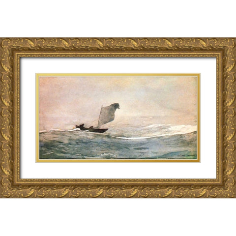 Blown Away Gold Ornate Wood Framed Art Print with Double Matting by Homer, Winslow