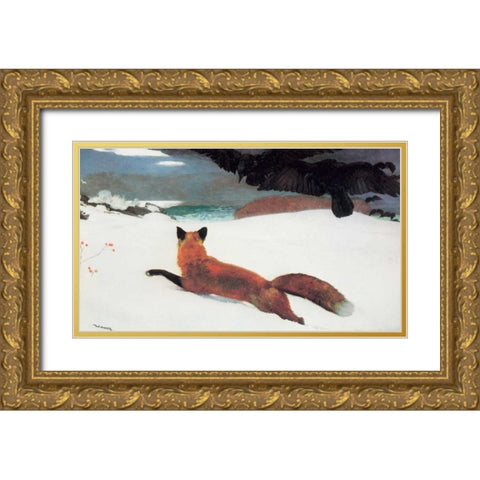 Fox Hunt Gold Ornate Wood Framed Art Print with Double Matting by Homer, Winslow
