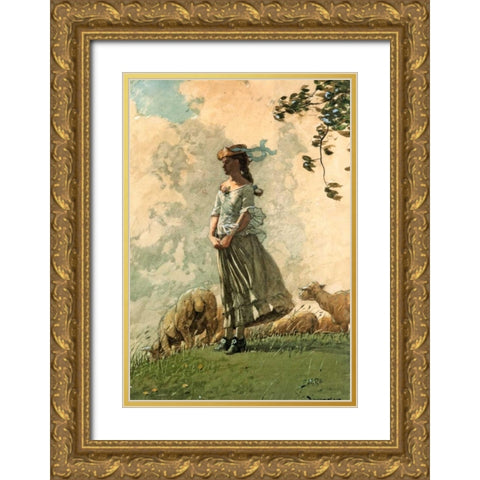 Fresh Air Gold Ornate Wood Framed Art Print with Double Matting by Homer, Winslow