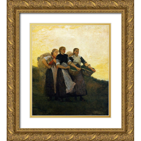 Hark The Lark Gold Ornate Wood Framed Art Print with Double Matting by Homer, Winslow