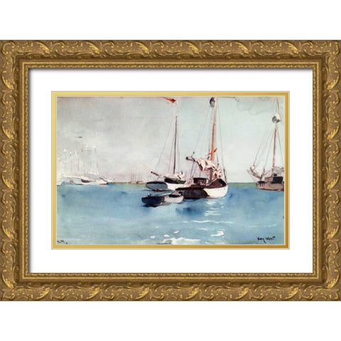 Key West Gold Ornate Wood Framed Art Print with Double Matting by Homer, Winslow