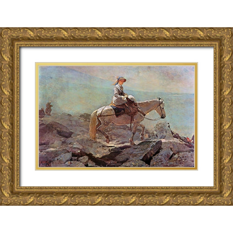 The Bridle Path White Mountains Gold Ornate Wood Framed Art Print with Double Matting by Homer, Winslow