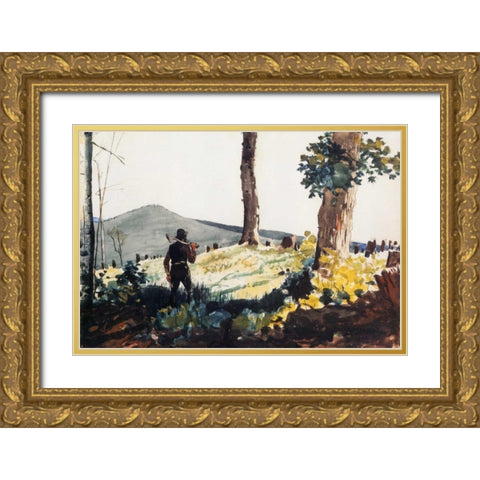 The Pioneer Gold Ornate Wood Framed Art Print with Double Matting by Homer, Winslow