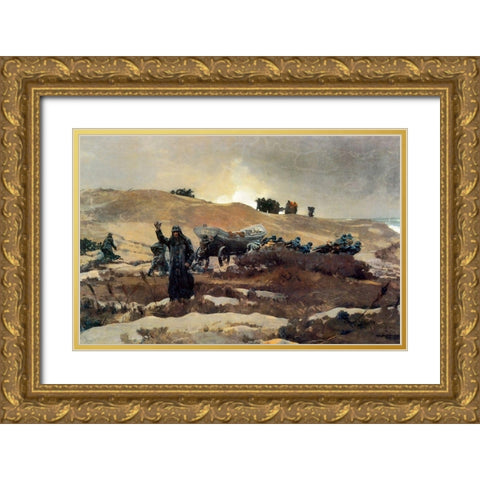 The Wreck Gold Ornate Wood Framed Art Print with Double Matting by Homer, Winslow