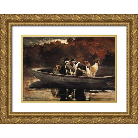 Waiting For The Start Gold Ornate Wood Framed Art Print with Double Matting by Homer, Winslow