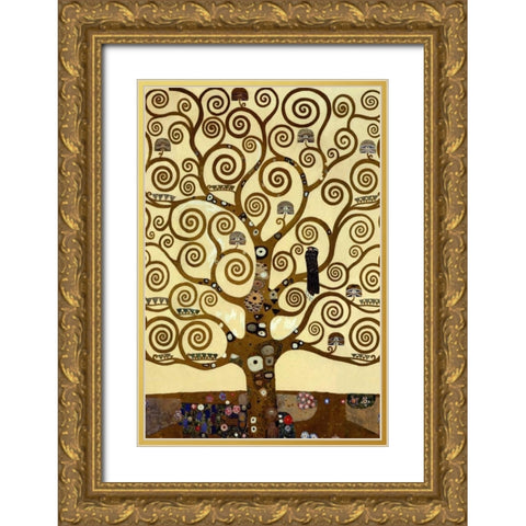 The Tree Of Life Gold Ornate Wood Framed Art Print with Double Matting by Klimt, Gustav