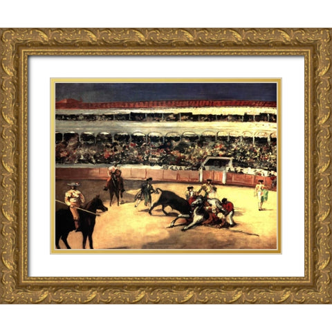 Bullfighters Gold Ornate Wood Framed Art Print with Double Matting by Manet, Edouard