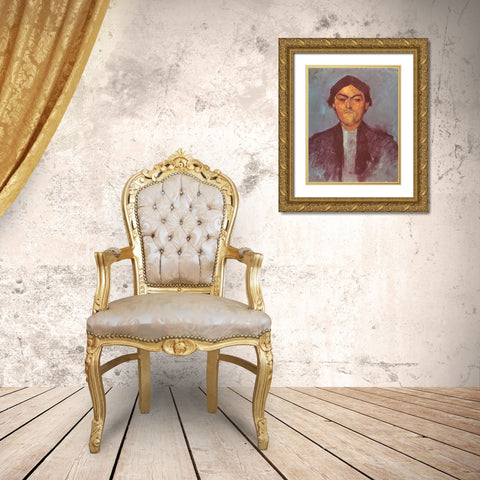 Pedro Gold Ornate Wood Framed Art Print with Double Matting by Modigliani, Amedeo