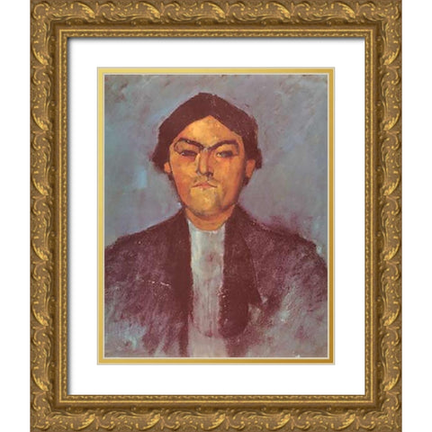 Pedro Gold Ornate Wood Framed Art Print with Double Matting by Modigliani, Amedeo