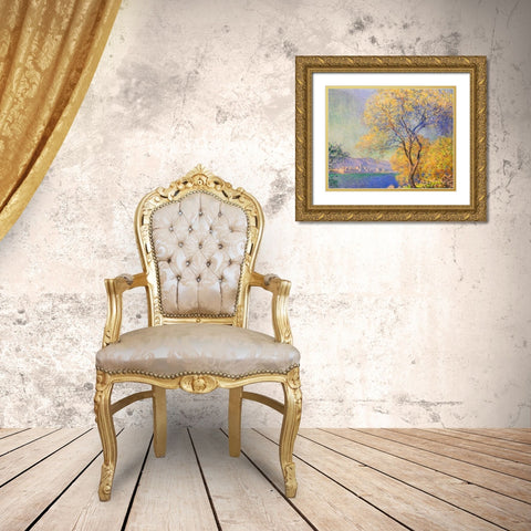 Antibes 1888 Gold Ornate Wood Framed Art Print with Double Matting by Monet, Claude