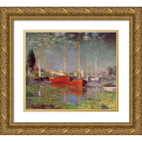 Argenteuil, 1875 Gold Ornate Wood Framed Art Print with Double Matting by Monet, Claude