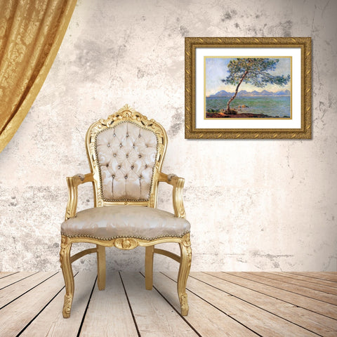 Au Cap DAntibes 1888 Gold Ornate Wood Framed Art Print with Double Matting by Monet, Claude