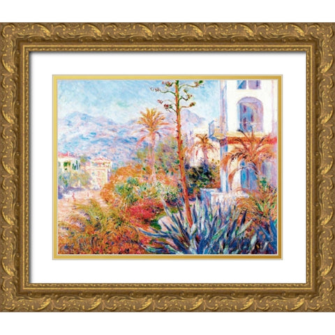 Bordighera 1884 Gold Ornate Wood Framed Art Print with Double Matting by Monet, Claude