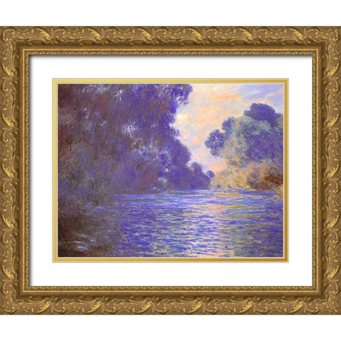 Branch Of The Seine Near Giverny 1897 Gold Ornate Wood Framed Art Print with Double Matting by Monet, Claude