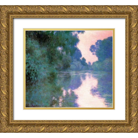 Branch Of The Seine Near Giverny 2 1897 Gold Ornate Wood Framed Art Print with Double Matting by Monet, Claude