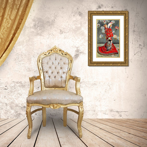 La Japonaise 1876 Gold Ornate Wood Framed Art Print with Double Matting by Monet, Claude