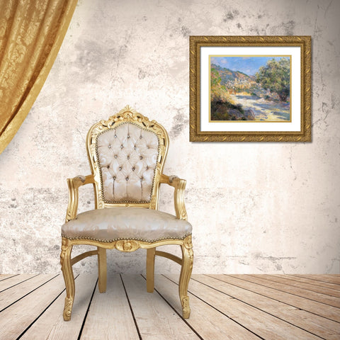 La Route De Monte-Carlo Gold Ornate Wood Framed Art Print with Double Matting by Monet, Claude
