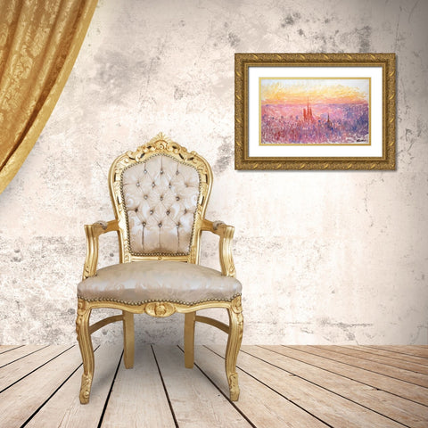 La Vue Generale De Rouen Gold Ornate Wood Framed Art Print with Double Matting by Monet, Claude