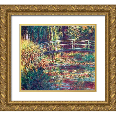 Le Bassin Aux Nympheas Harmonie Rose Gold Ornate Wood Framed Art Print with Double Matting by Monet, Claude