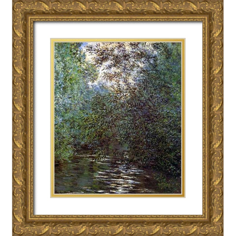 Le Fleuve Aux Saules 1876 Gold Ornate Wood Framed Art Print with Double Matting by Monet, Claude