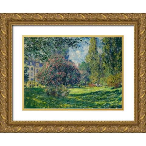 Le Parc Monceau Paris Gold Ornate Wood Framed Art Print with Double Matting by Monet, Claude