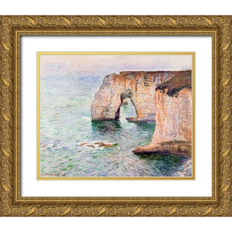 Manne-Porte Etreat Gold Ornate Wood Framed Art Print with Double Matting by Monet, Claude