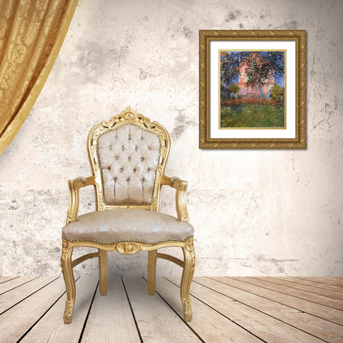 Monets House At Argenteuil 1876 Gold Ornate Wood Framed Art Print with Double Matting by Monet, Claude