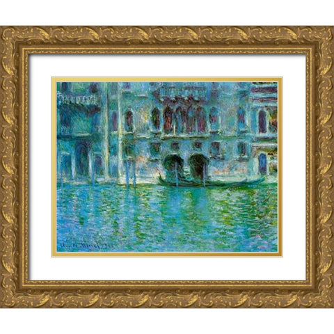 Palazzo da Mula, 1908 Gold Ornate Wood Framed Art Print with Double Matting by Monet, Claude