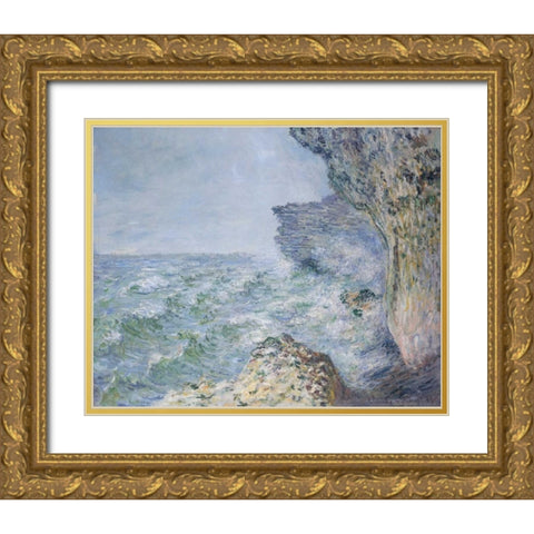 The Sea At Fecamp 1881 Gold Ornate Wood Framed Art Print with Double Matting by Monet, Claude