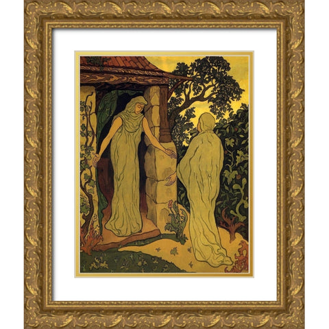 La Visitation Gold Ornate Wood Framed Art Print with Double Matting by Ranson, Paul