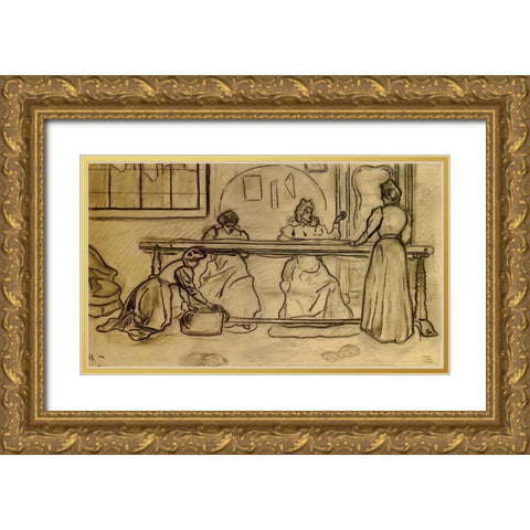LAtelier De Tapisserie Gold Ornate Wood Framed Art Print with Double Matting by Ranson, Paul