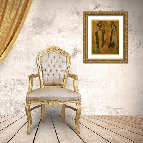 Les Deux Graces Gold Ornate Wood Framed Art Print with Double Matting by Ranson, Paul