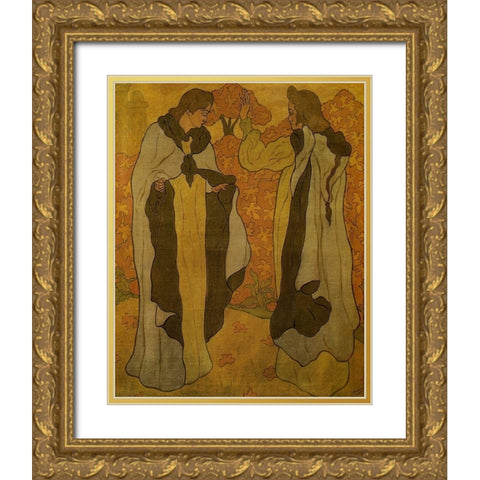 Les Deux Graces Gold Ornate Wood Framed Art Print with Double Matting by Ranson, Paul