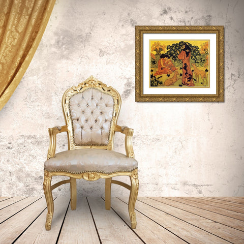 Les Princesses A La Terrasse Gold Ornate Wood Framed Art Print with Double Matting by Ranson, Paul