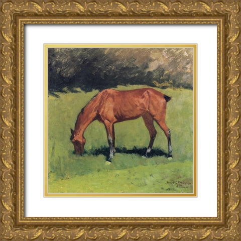 A Study Gold Ornate Wood Framed Art Print with Double Matting by Remington, Frederic