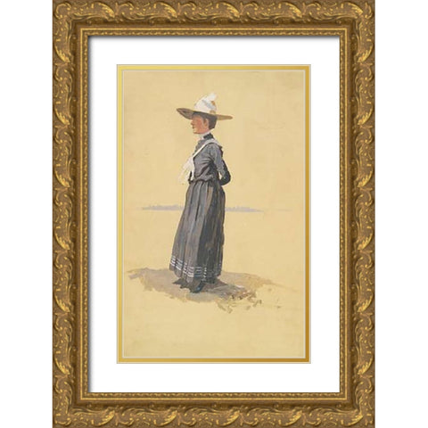 Eva Gold Ornate Wood Framed Art Print with Double Matting by Remington, Frederic